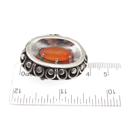 925 Sterling Silver Vintage RAF Mexico Real Opal Modernist Pin Brooch / Pendant