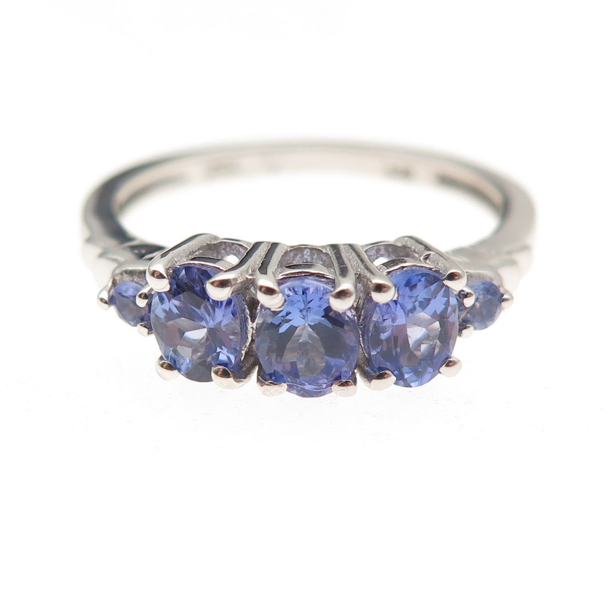 Chuck Clemency 925 Sterling Silver Real Oval & Round-Cut Tanzanite Ring Size 8