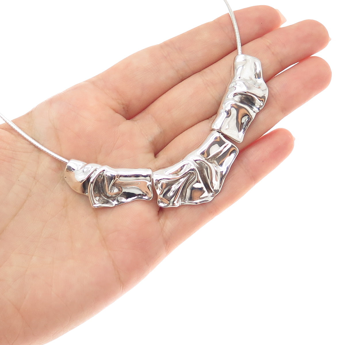 HAGIT GORALI 925 Sterling Silver Vintage Israel Modernist Chain Necklace 16-18"