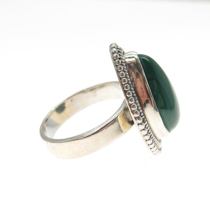 925 Sterling Silver Vintage Southwestern Real Malachite Teardrop Ring Size 6.25