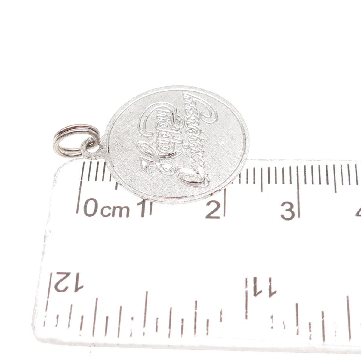 925 Sterling Silver Vintage Happy Anniversary Round Tag Charm Pendant
