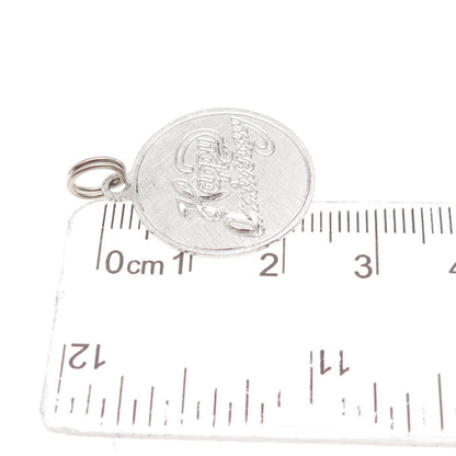 925 Sterling Silver Vintage Happy Anniversary Round Tag Charm Pendant