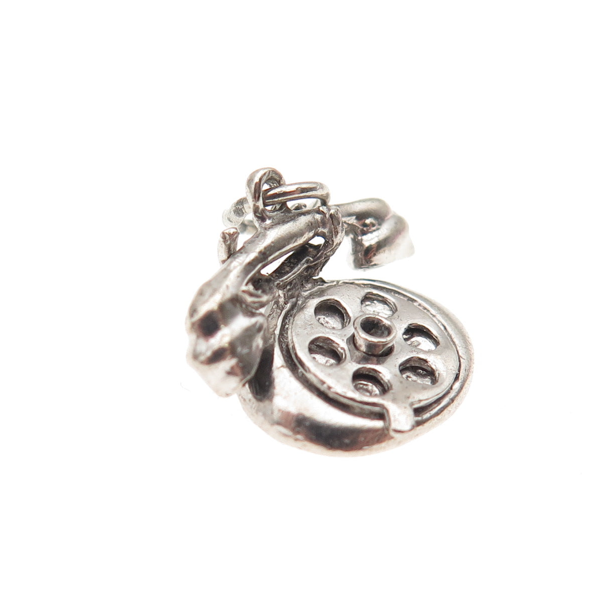 925 Sterling Silver Vintage I Love You Rotary Phone 3D Mini Charm Pendant
