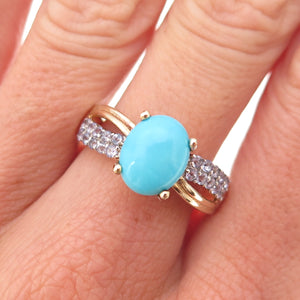 Chuck Clemency 925 Sterling Gold Plated Real Turquoise Tanzanite Ring Size 8.25