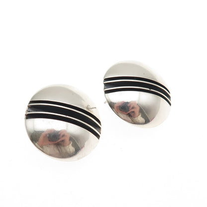 Tom Yazzie Navajo Old Pawn Sterling Vintage Southwestern Dome Oxidized Earrings