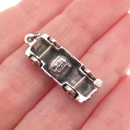 Beau 925 Sterling Silver Vintage Convertible Car Oxidized 3D Charm Pendant