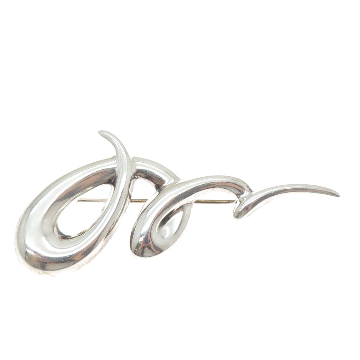 CNA PRANDA 925 Sterling Silver Vintage Modernist Twisted Pin Brooch