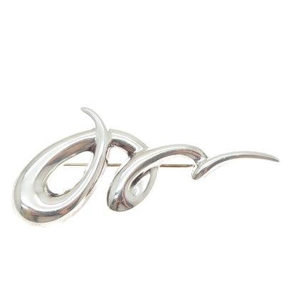 CNA PRANDA 925 Sterling Silver Vintage Modernist Twisted Pin Brooch