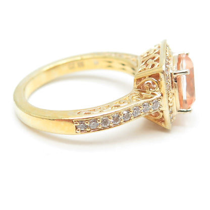 VANNA K 925 Sterling Silver Gold Plated White & Peach C Z Ring Size 8