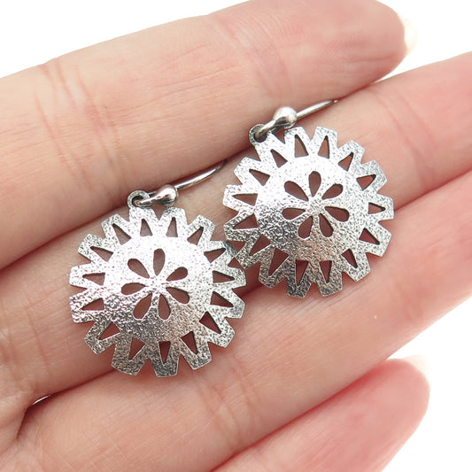 ARGENTIUM 925 Sterling Silver Vintage Floral Dangling Earrings