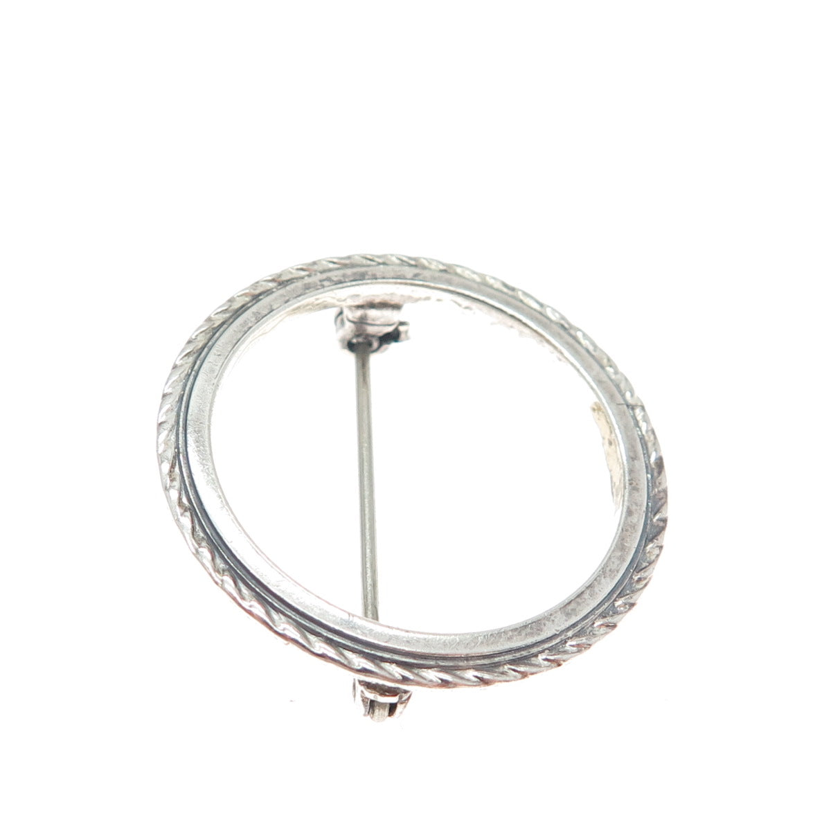 925 Sterling Silver Vintage Circle of Life Oxidized Pin Brooch