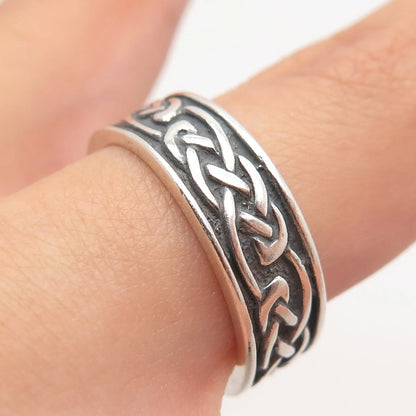 925 Sterling Silver Vintage Wheeler Mfg Co. Celtic Band Ring Size 8.5