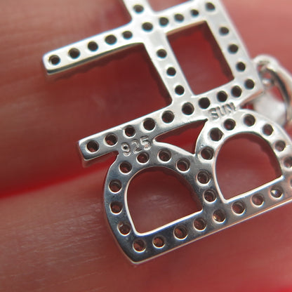 SUN 925 Sterling Silver Real Diamond Best Friends Forever Minimalist Pendant