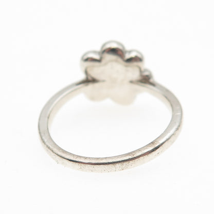 925 Sterling Silver Real Round-Cut Black & White Diamond Dog Paw Ring Size 7