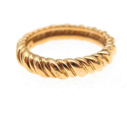 Ross Simons 925 Sterling Silver Gold Plated Ribbed Band Ring Size 8