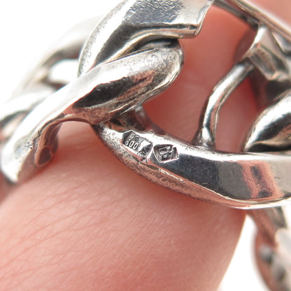 800 Silver Vintage Poland Heavy 70.5g Oxidized Curb Link Bracelet 7.25"