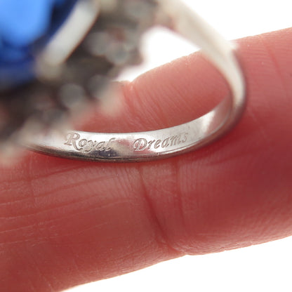 925 Sterling Real Doublet Blue Spinel & White Topaz Royal Dreams Ring Size 8.25