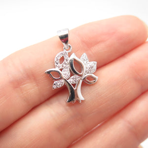 925 Sterling Silver C Z Tree Pendant