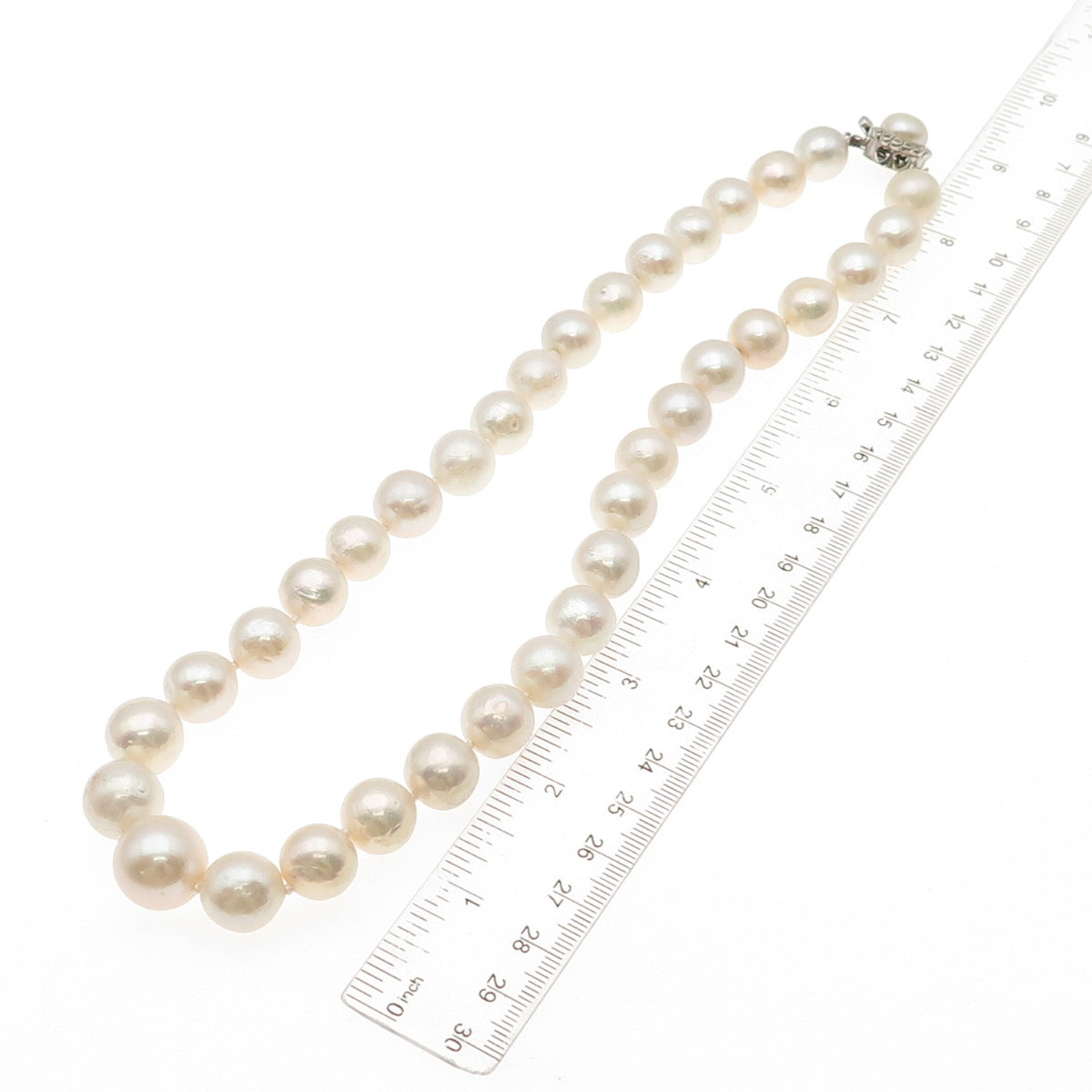 LUCAS LAMETH Sterling Silver Vintage Rhinestone Real Pearl Beaded Necklace 18"