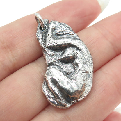 925 Sterling Silver Vintage Naked Woman Modernist Pendant
