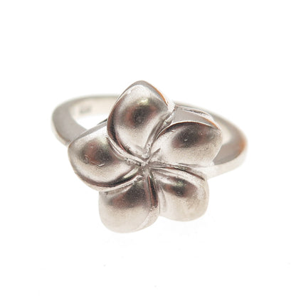 925 Sterling Silver Vintage Hawaiian Plumeria Flower Ring Size 6