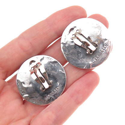 Afonso Penketewa Zuni Old Pawn 925 Sterling Vintage Turquoise Clip On Earrings