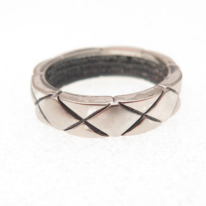 925 Sterling Silver Vintage X-Shape Oxidized Band Ring Size 9