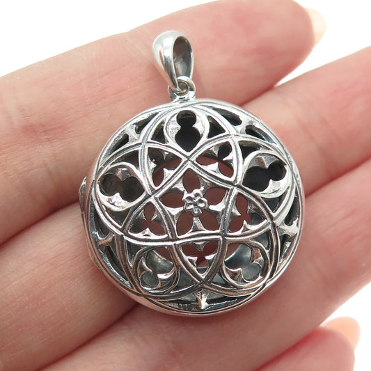 925 Sterling Silver Vintage London Lace Ornate Locket Pendant