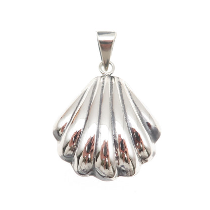 950 Silver Vintage Mexico Modernist Seashell Oxidized Charm Pendant