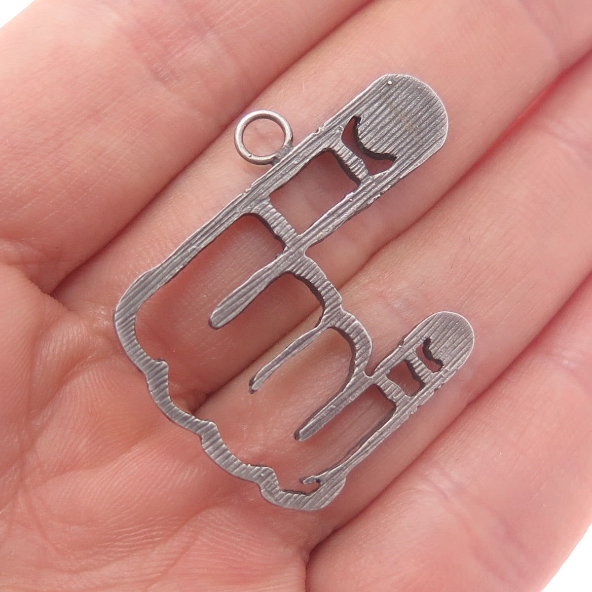 Atelier Minyon 925 Sterling Silver Real Diamond & Ruby Gesture Oxidized Pendant