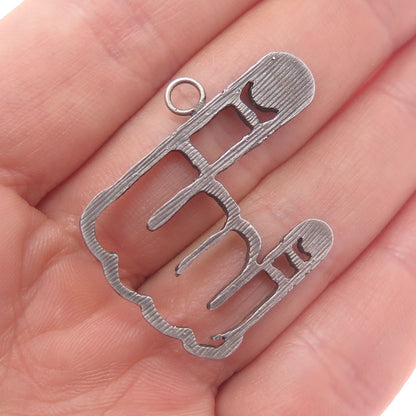 Atelier Minyon 925 Sterling Silver Real Diamond & Ruby Gesture Oxidized Pendant