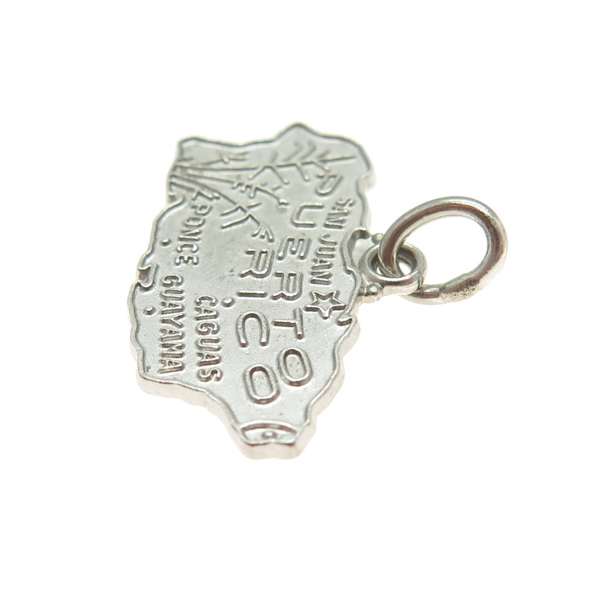 925 Sterling Silver Vintage Puerto Rico Map Charm Pendant