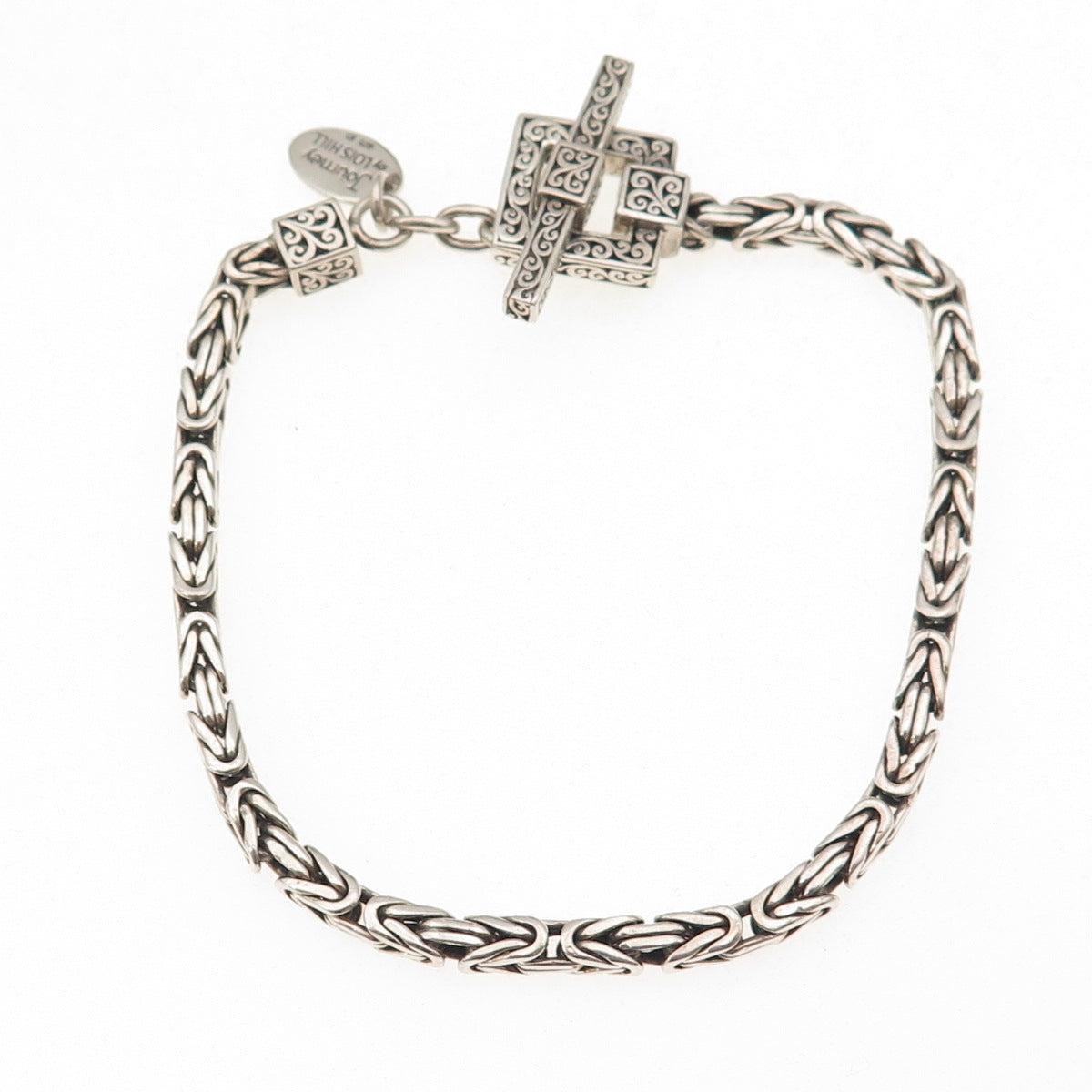 Lois Hill 925 Sterling Silver Vintage Journey Byzantine Link Bracelet 7.5"