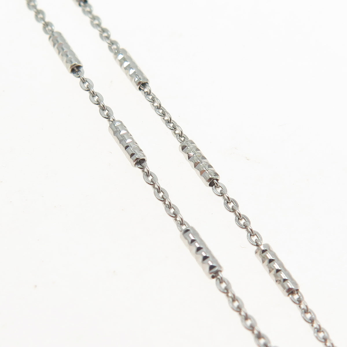 925 Sterling Silver Italy Figaro Diamond-Cut Bar Chain Necklace 18"