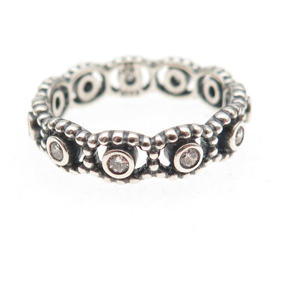 Pandora 925 Sterling Silver Round-Cut C Z Her Majesty Band Ring Size 9.25