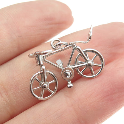 925 Sterling Silver Antique Art Deco Bicycle 3D Pendant