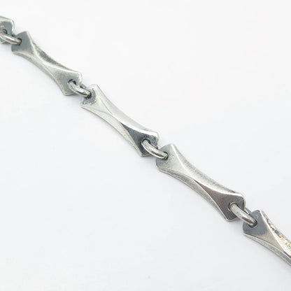 925 Sterling Silver Vintage Toggle Clasp Bamboo Link Bracelet 7.25"