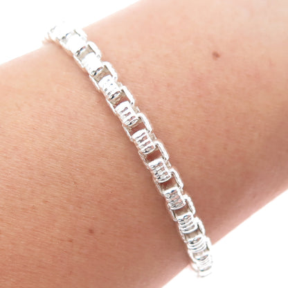 925 Sterling Silver Vintage Italy Box Link Bracelet 6.75"