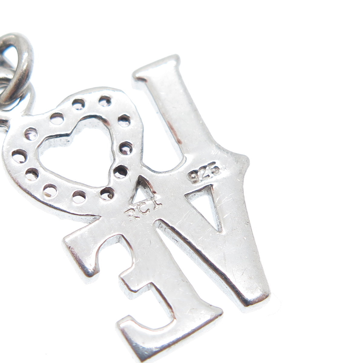 925 Sterling Silver Round-Cut C Z Love Lobster Lock Charm Pendant