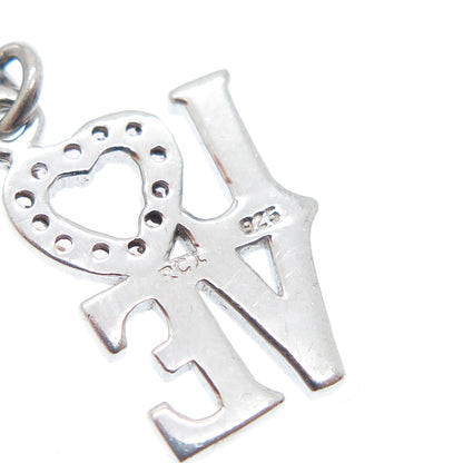925 Sterling Silver Round-Cut C Z Love Lobster Lock Charm Pendant
