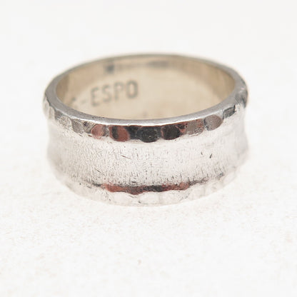 Joseph Esposito Sterling Silver Vintage Modernist Oxidized Band Ring Size 7.5