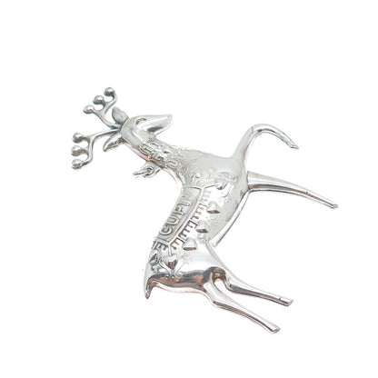 ONEIDA 925 Sterling Silver Vintage 1974 Cupid Deer Pin Brooch / Pendant
