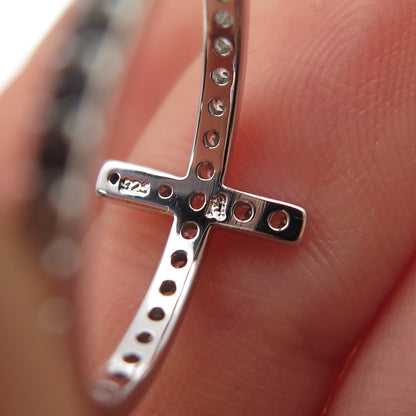 925 Sterling Silver Round-Cut C Z Cross Ring Size 6.25