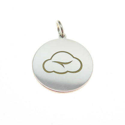 925 Sterling Silver Yellow Enamel Bird Cloud Charm Pendant