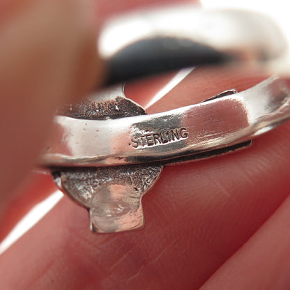 925 Sterling Silver Vintage Celtic Cross Oxidized Ring Size 8