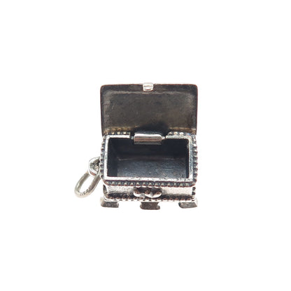 BEAU 925 Sterling Silver Vintage Hope Chest Minimalist Box Charm Pendant