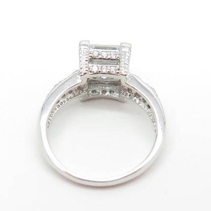 925 Sterling Silver Princess & Round-Cut C Z Engagement Ring Size 7
