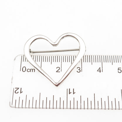 925 Sterling Silver Vintage Open Heart Pin Brooch