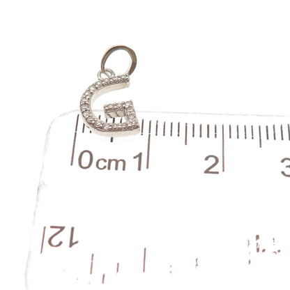 925 Sterling Silver Round-Cut C Z Letter G Initial Mini Charm Pendant
