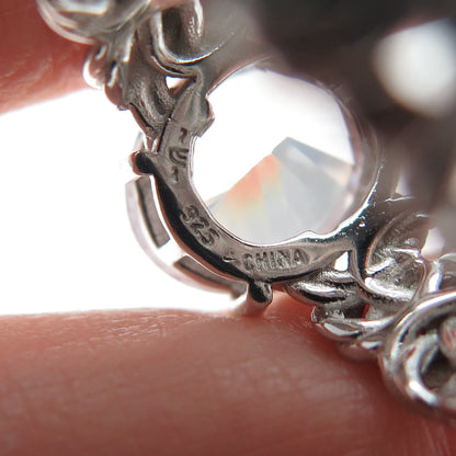 MICHELLE LEE CREATIONS 925 Sterling Silver Oval-Cut C Z Byzantine Ring Size 7.5